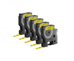 5 Fitas Compativeis, DYMO 40918 Amarelo 9mm x 7m