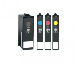 4 Tinteiros Compativeis, Lexmark 150 XL Preto 35ml + Cor 18ml