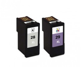 2 Tinteiros Compativeis, Lexmark 28 XL Preto 21ml + Lexmark 29 XL Cor 15ml