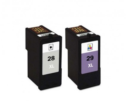 2 Tinteiros Compativeis, Lexmark 28 XL Preto 21ml + Lexmark 29 XL Cor 15ml